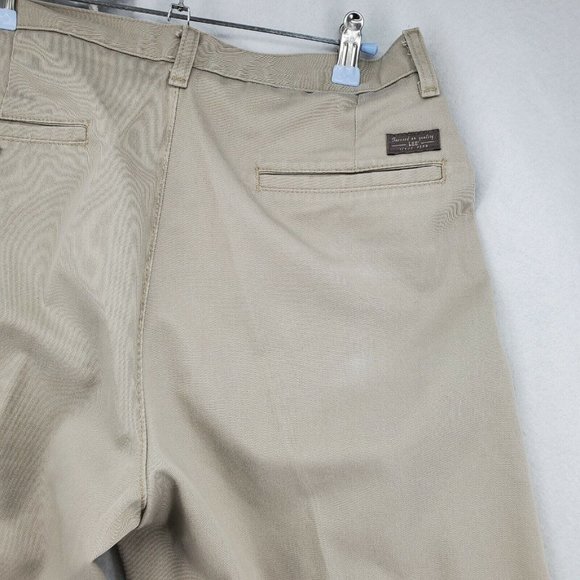 LEE Pants Men's Straight Leg Flat Front 100% Cotton Chinos Brown 33/30 - Picture 10 of 11